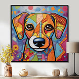 Geometric multicolor dog portrait - Dog Living Room Wall Art