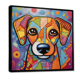 Geometric multicolor dog portrait - Dog Living Room Wall Art