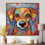 Geometric multicolor dog portrait - Dog Living Room Wall Art