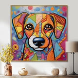 Geometric multicolor dog portrait - Dog Living Room Wall Art