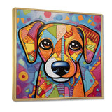 Geometric multicolor dog portrait - Dog Living Room Wall Art