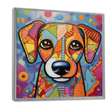 Geometric multicolor dog portrait - Dog Living Room Wall Art