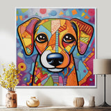 Geometric multicolor dog portrait - Dog Living Room Wall Art