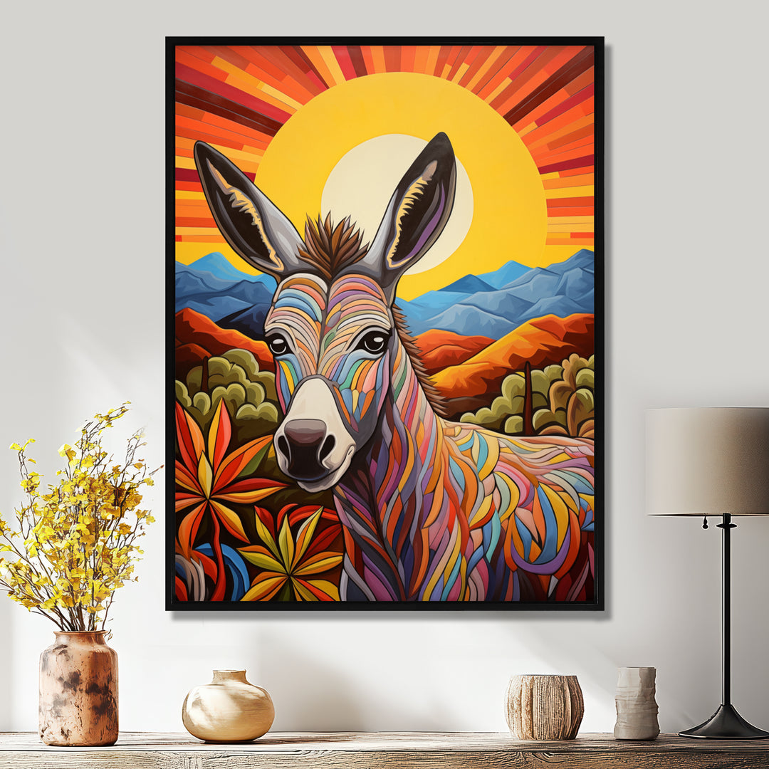 Donkey in colorful jungle landscape - Donkey Wall Decor