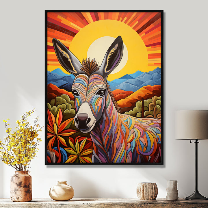 Donkey in colorful jungle landscape - Donkey Wall Decor