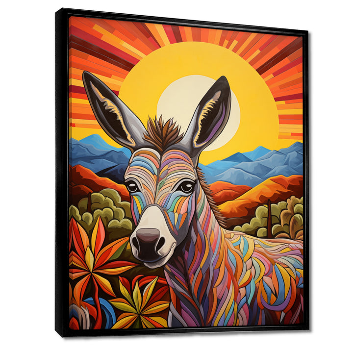 Donkey in colorful jungle landscape - Donkey Wall Decor
