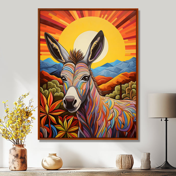 Donkey in colorful jungle landscape - Donkey Wall Decor