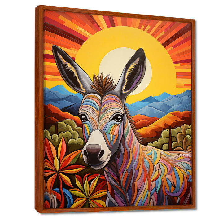 Donkey in colorful jungle landscape - Donkey Wall Decor