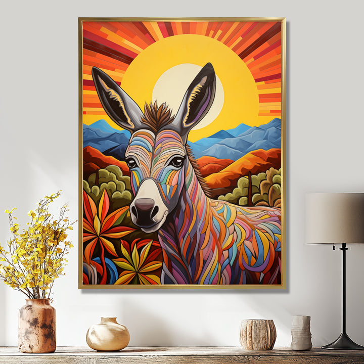 Donkey in colorful jungle landscape - Donkey Wall Decor