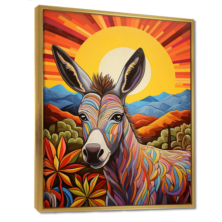Donkey in colorful jungle landscape - Donkey Wall Decor