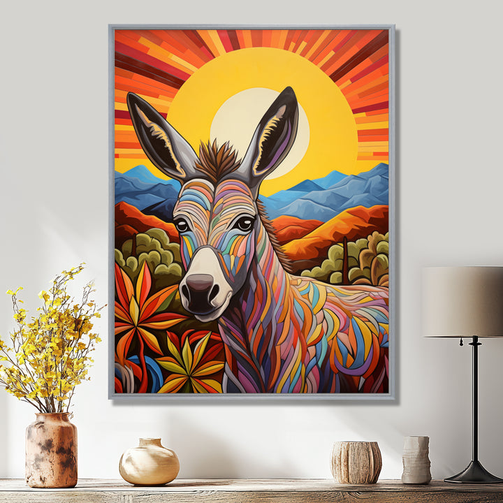 Donkey in colorful jungle landscape - Donkey Wall Decor