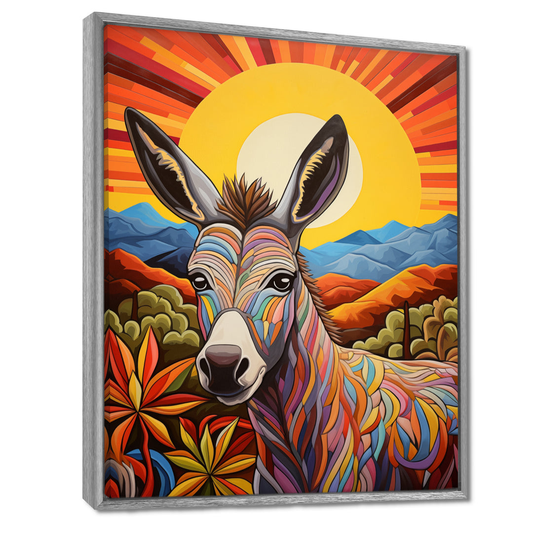 Donkey in colorful jungle landscape - Donkey Wall Decor