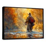 Autumn River Fishing - Hunting & Fishing Canvas Wall Art