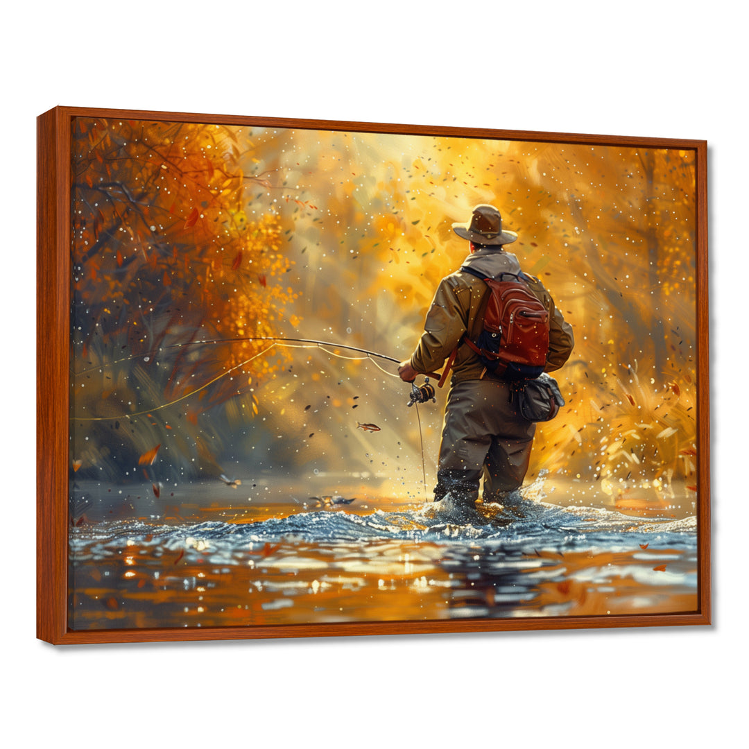 Autumn River Fishing - Hunting &amp; Fishing Canvas Wall Art