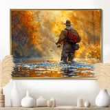 Autumn River Fishing - Hunting & Fishing Canvas Wall Art