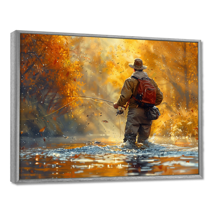 Autumn River Fishing - Hunting &amp; Fishing Canvas Wall Art