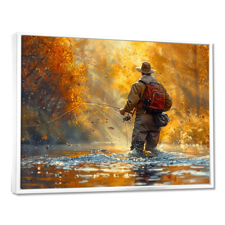 Autumn River Fishing - Hunting &amp; Fishing Canvas Wall Art