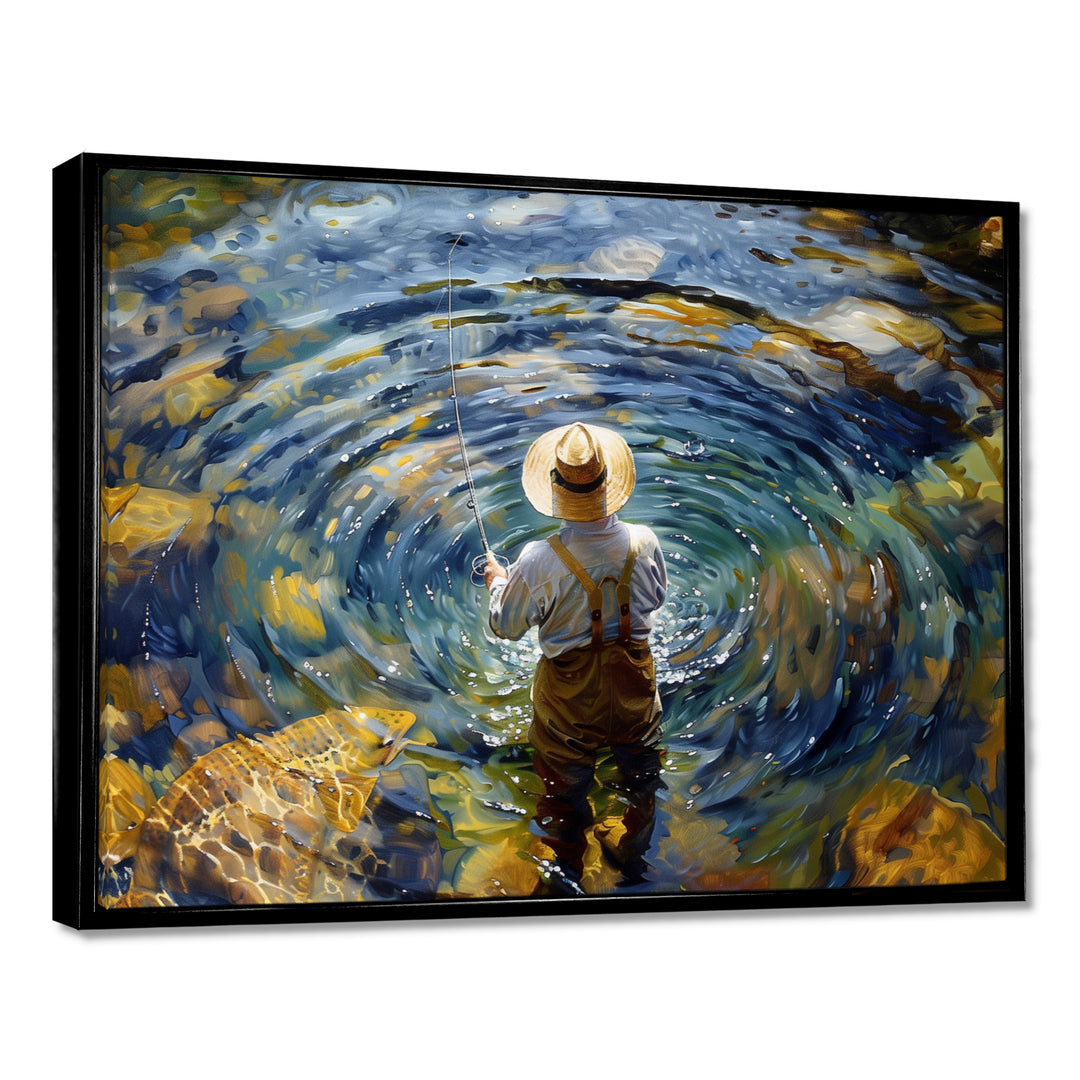 River Trout Fishing In The Mountains I - Hunting &amp; Fishing Canvas Wall Art