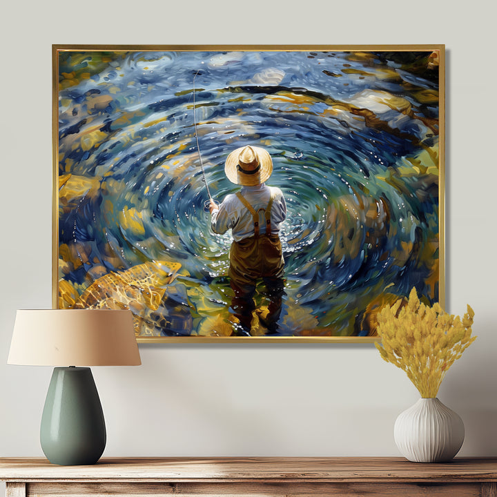 River Trout Fishing In The Mountains I - Hunting &amp; Fishing Canvas Wall Art