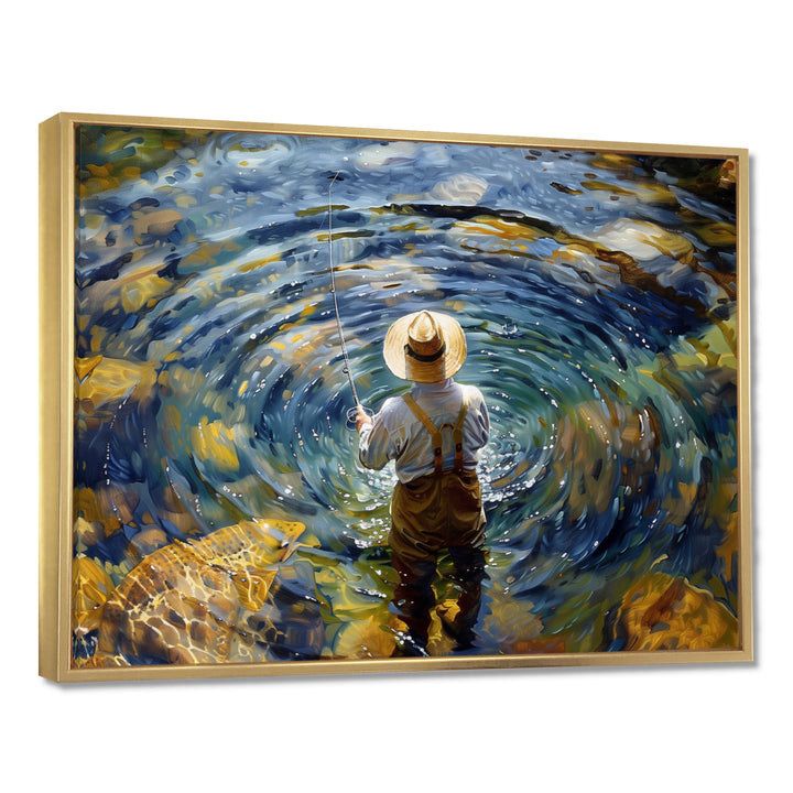 River Trout Fishing In The Mountains I - Hunting &amp; Fishing Canvas Wall Art