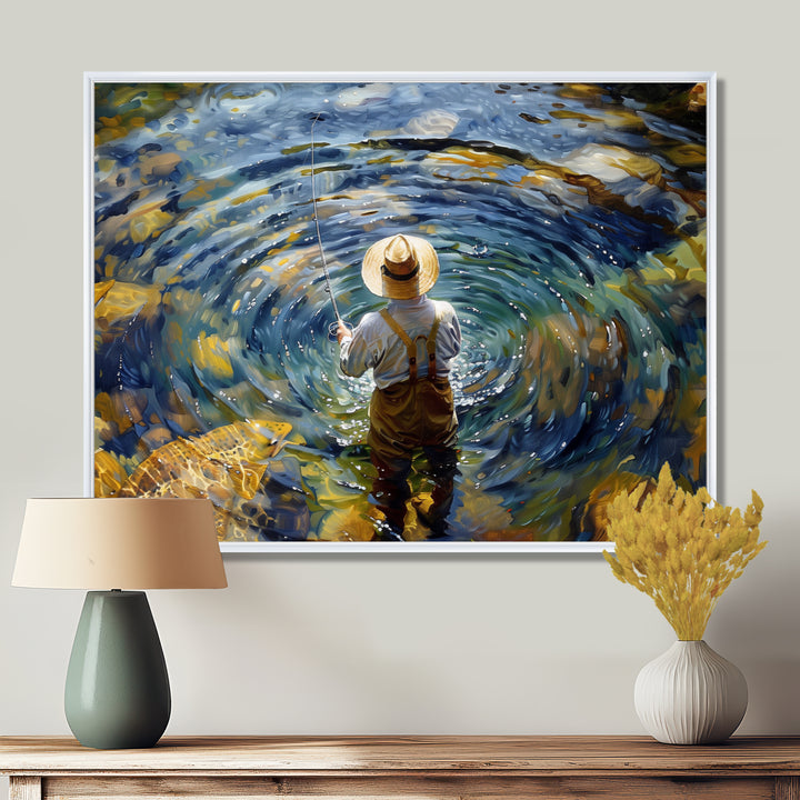 River Trout Fishing In The Mountains I - Hunting &amp; Fishing Canvas Wall Art