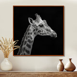 Giraffe profile on black - Gray Giraffe Wall Art