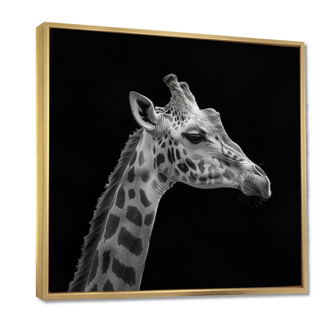 Giraffe profile on black - Gray Giraffe Wall Art