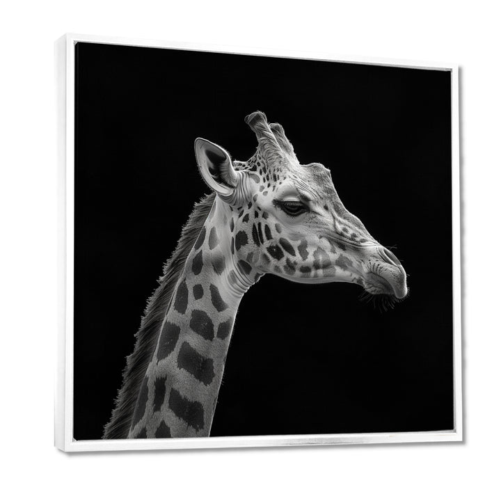 Giraffe profile on black - Gray Giraffe Wall Art