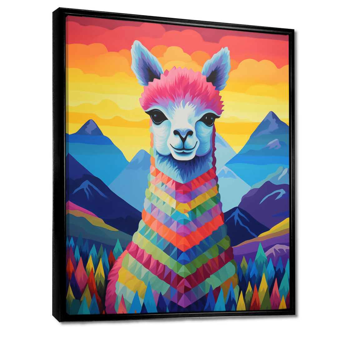 Colorful Alpaca in Chile mountain landscape - Llama Wall Decor