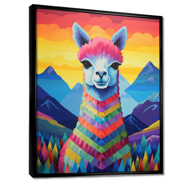 Colorful Alpaca in Chile mountain landscape - Llama Wall Decor