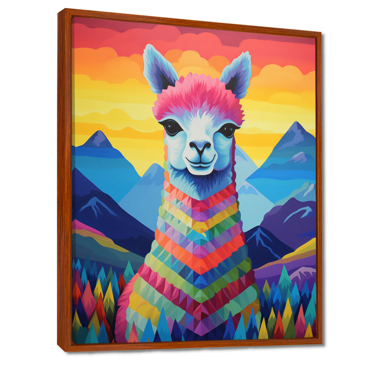 Colorful Alpaca in Chile mountain landscape - Llama Wall Decor