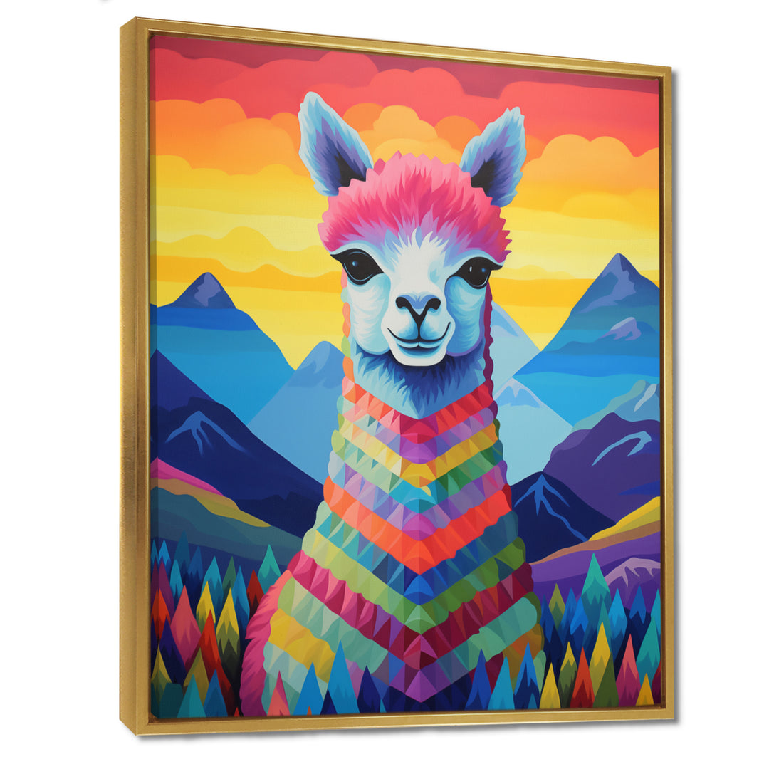 Colorful Alpaca in Chile mountain landscape - Llama Wall Decor