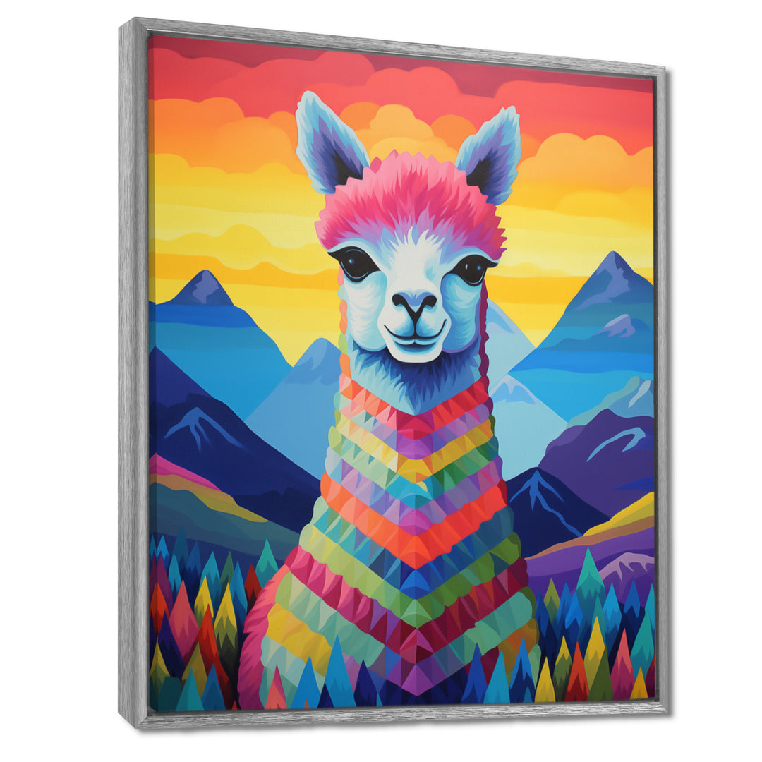 Colorful Alpaca in Chile mountain landscape - Llama Wall Decor