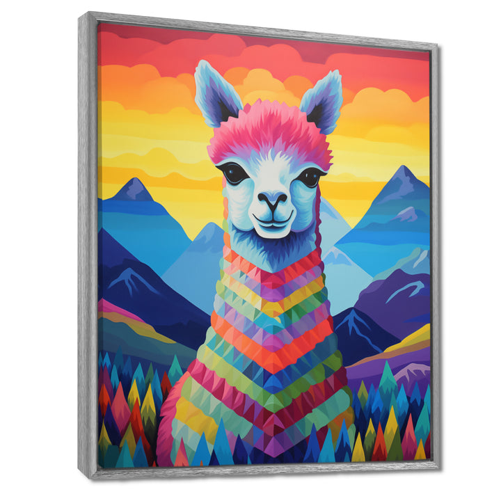 Colorful Alpaca in Chile mountain landscape - Llama Wall Decor