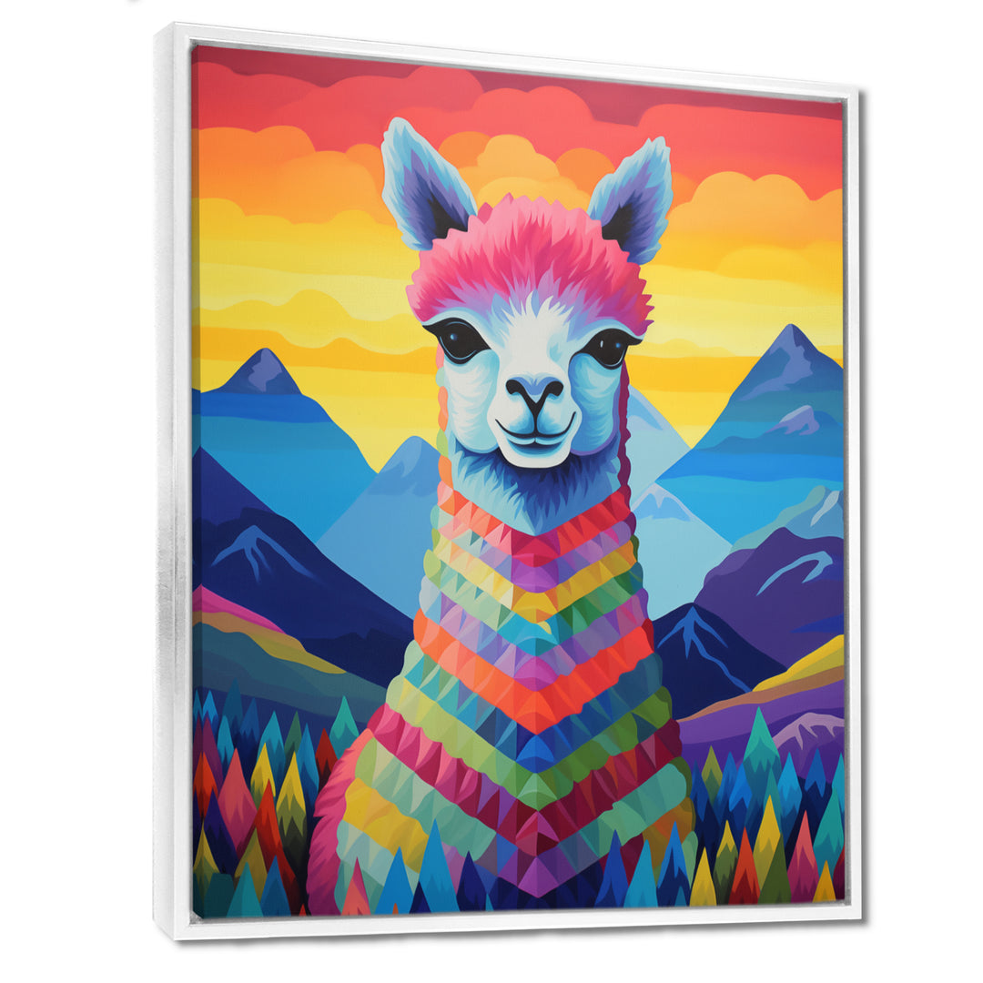 Colorful Alpaca in Chile mountain landscape - Llama Wall Decor