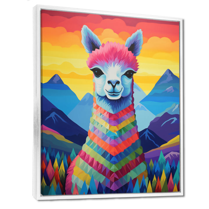 Colorful Alpaca in Chile mountain landscape - Llama Wall Decor