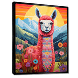 Pink Alpaca in Chile mountain blooms landscape - Llama Wall Decor