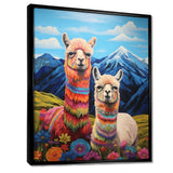 Colorful Alpacas in Chile mountain flower landscape - Llama Wall Art Prints