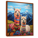 Colorful Alpacas in Chile mountain flower landscape - Llama Wall Art Prints
