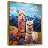 Colorful Alpacas in Chile mountain flower landscape - Llama Wall Art Prints
