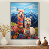Colorful Alpacas in Chile mountain flower landscape - Llama Wall Art Prints