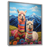 Colorful Alpacas in Chile mountain flower landscape - Llama Wall Art Prints