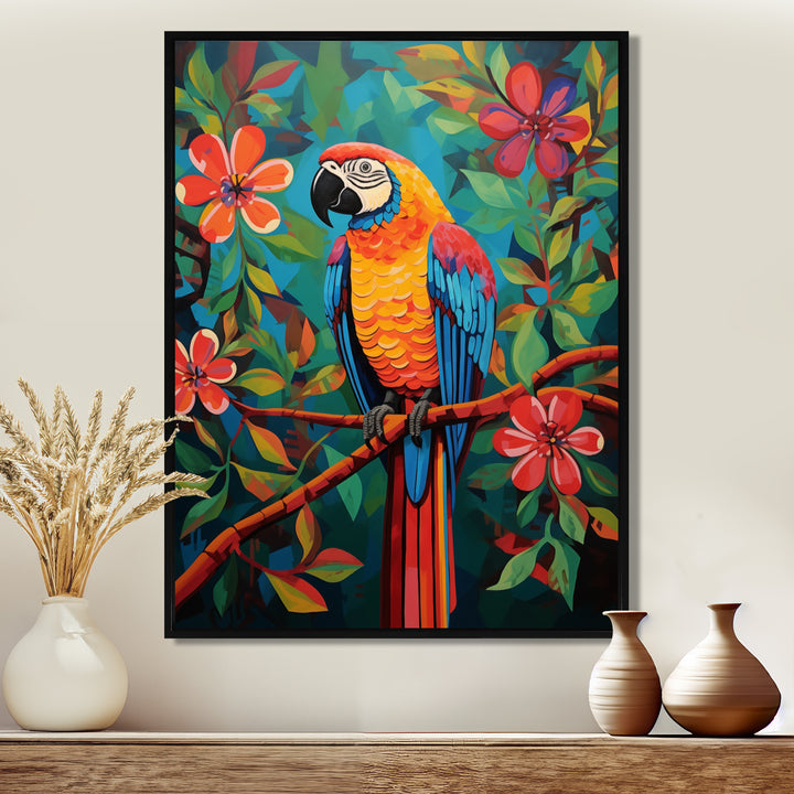 Orange blue Parrot in the African jungle - Parrot Wall Art Prints