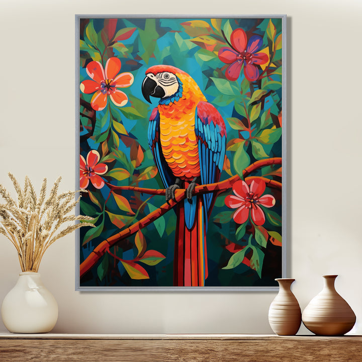 Orange blue Parrot in the African jungle - Parrot Wall Art Prints