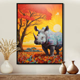 Rhinoceros at sunset in the Borneo Jungle - Rhino Living Room Wall Art