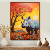 Rhinoceros at sunset in the Borneo Jungle - Rhino Living Room Wall Art