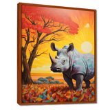 Rhinoceros at sunset in the Borneo Jungle - Rhino Living Room Wall Art