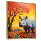Rhinoceros at sunset in the Borneo Jungle - Rhino Living Room Wall Art