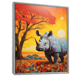 Rhinoceros at sunset in the Borneo Jungle - Rhino Living Room Wall Art