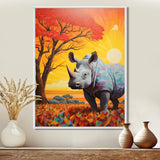 Rhinoceros at sunset in the Borneo Jungle - Rhino Living Room Wall Art